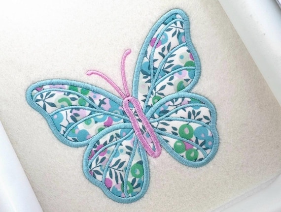 Butterfly Appliqué Machine Embroidery File design - 5 x 7 inch hoop - Easy Butterfly Embroidery - Instant Download