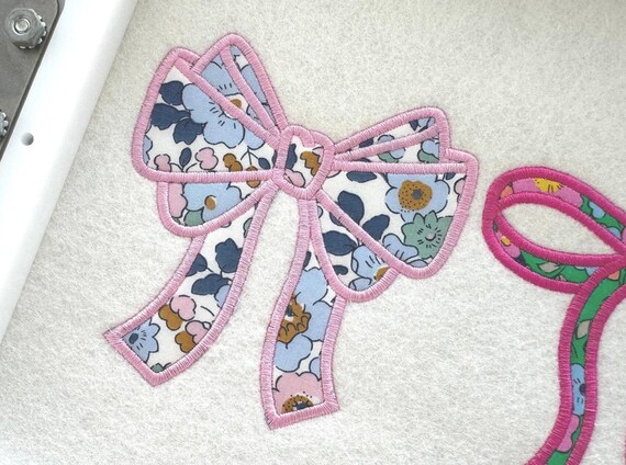 Preppy Bow Applique Machine Embroidery File design 5x7 hoop