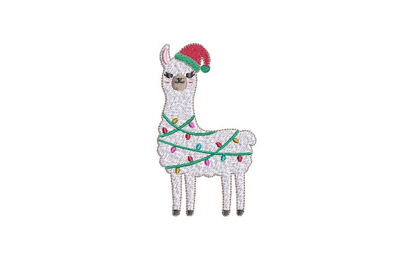 Llama Xmas Lights Machine Embroidery File design - 4x4 inch hoop - instant download - Xmas Design