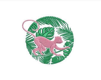 Monkey Palms Machine Embroidery File design - 4x4 inch hoop - Chinoiserie Chic - Instant Download