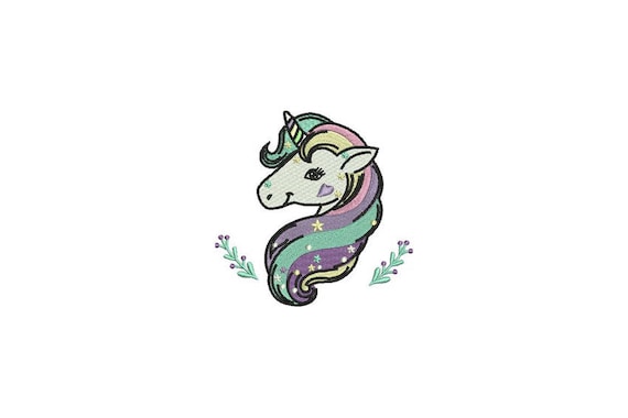 Unicorn Embroidery Design - Whimsical Pretty Unicorn Machine Embroidery File design - 4x4 inch hoop - instant download