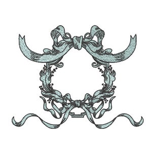 Antique Bow Monogram Frame - Machine Embroidery File design - 5x7 inch hoop - Monogram Frame