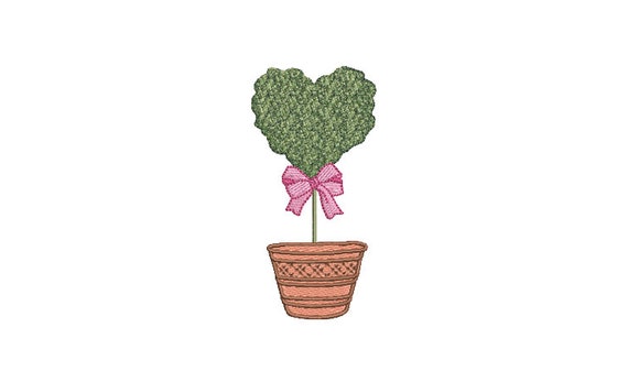 Heart Topiary Tree Embroidery Design -  Machine Embroidery File design - 4 x 4 inch hoop - Instant Download