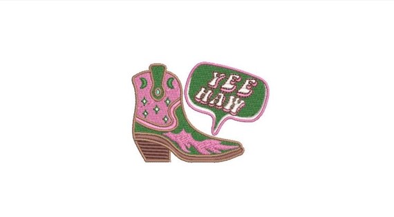 Yee Haw Cowgirl Machine Embroidery File design - 3 x 3 inch hoop - Western Embroidery File - Cowgirl Boots