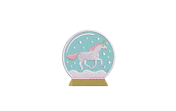 Unicorn Snow Globe Christmas Embroidery - Machine Embroidery File design - 4 x 4  inch hoop - Christmas Embroidery Design