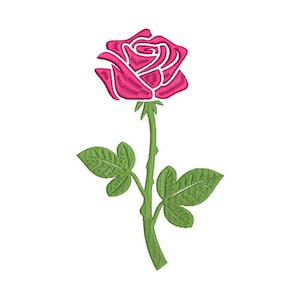 Rose Embroidery - Rose Stem Machine Embroidery File design 5 x 7 inch hoop - Silhouette