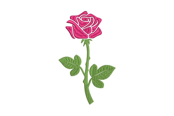 Rose Embroidery - Rose Stem Machine Embroidery File design 5 x 7 inch hoop - Silhouette