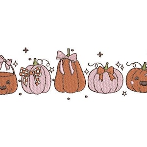 Pretty Pumpkins Machine Embroidery File design - 5x7 hoop - instant download - Pumpkin Embroidery