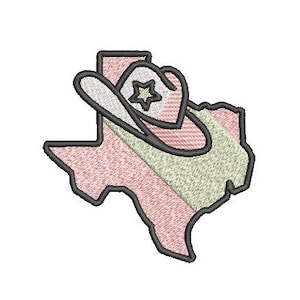 Texas State TX - Western Machine Embroidery File design - 4x4 inch hoop - Cowgirl and Cowboy Hat Design