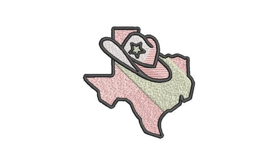 Texas State TX - Western Machine Embroidery File design - 4x4 inch hoop - Cowgirl and Cowboy Hat Design