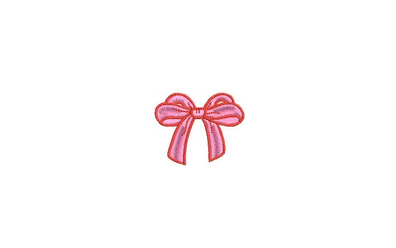 Mini Girly Bow Machine Embroidery File design - 4 x 4 inch hoop - 2 inch Bow - Coquette Embroidery Design