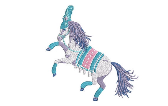 Pretty Circus Horse Machine Embroidery File design - 5x7 inch or 13x18cm hoop - Machine Embroidery - Digital Download