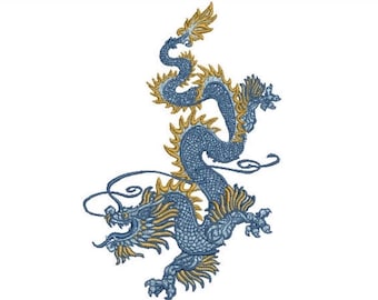 Chinoiserie Dragon Embroidery Design -  Urban Modern Machine Embroidery File design - 5x7 inch hoop - instant download