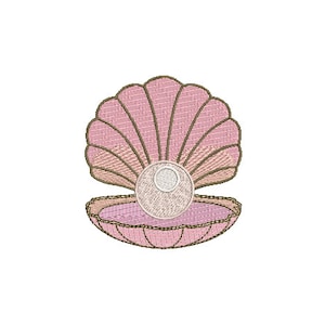 Pink Pearl Shell Machine Embroidery File design  - 4x4 inch hoop - instant download - Seashell embroidery design