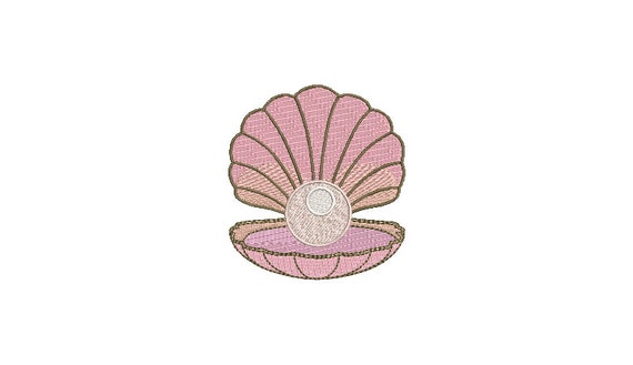 Pink Pearl Shell Machine Embroidery File design  - 4x4 inch hoop - instant download - Seashell embroidery design