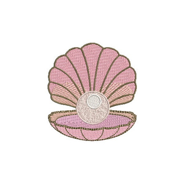 Pink Pearl Shell Machine Embroidery File design  - 4x4 inch hoop - instant download - Seashell embroidery design