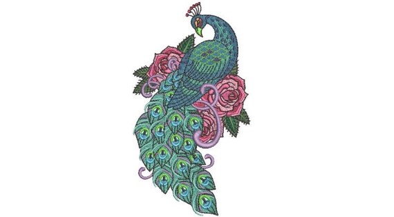 Peacock Embroidery Design -  Machine Embroidery File design 5x7 inch hoop - instant download