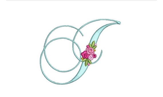 Pretty Rose Script LETTER J  Machine Embroidery File design - 5 x 7 inch hoop - Monogram design