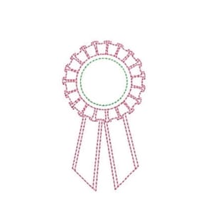 Diseño de archivo para bordado a máquina de insignia de roseta - Bastidor de 4 x 4 pulgadas - Diseño de monograma - Diseño de bordado de lazo