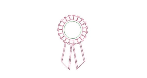 Rosette Badge Machine Embroidery File design - 4 x 4 inch hoop - Monogram Design - Bow embroidery Design