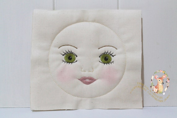 ITH In The Hoop Handmade look Kissing Doll Face Machine Embroidery File design 5x7 doll face embroidery