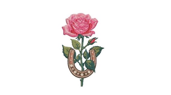 Lucky Rose Horseshoe Machine Embroidery File design - 4x4 inch hoop - Retro  Tattoo Embroidery - Cowboy Embroidery