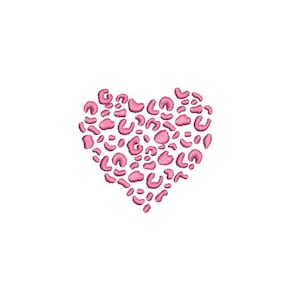 Leopard Heart - Machine Embroidery File design - 4 x 4 inch hoop - 8cm mini - Loveheart embroidery
