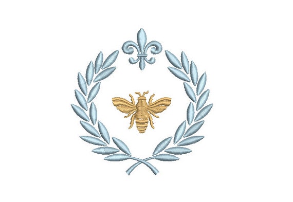 French Bee Laurel embroidery - Machine Embroidery File design - 4 x 4 inch hoop - instant download