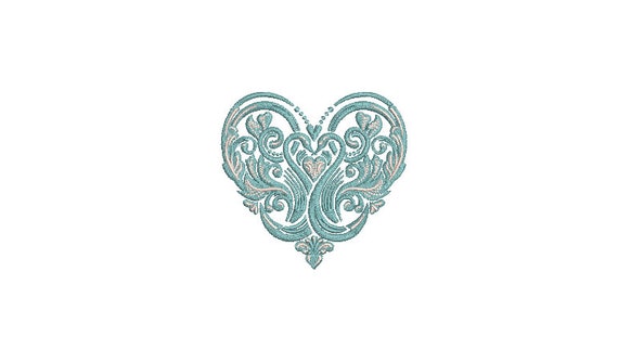 Victorian Swans Heart Machine Embroidery File design -  4 x 4 inch hoop - Lace Heart Design