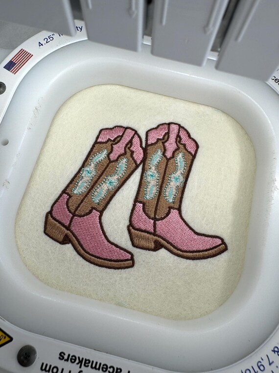 Cowgirl Boots Machine Embroidery File design - 4x4 inch hoop - Monogram Frame - Coquette Embroidery - 3 inches tall.
