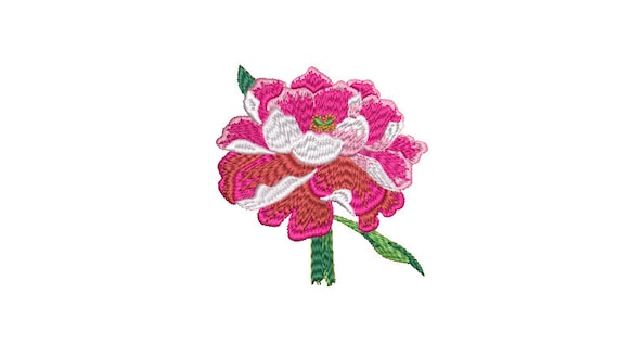 Peony Hand Embroidery Style - Machine Embroidery File design - 4 x 4 inch hoop - Instant Download