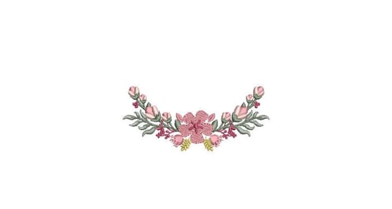 Pink and Sage Flowers Machine Embroidery File design - 4 x 4 inch hoop - Flower Machine Embroidery Design