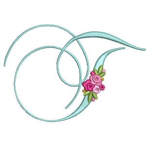 Pretty Rose Script LETTER T Machine Embroidery File design - 5 x 7 pulgadas hoop - Monogram design