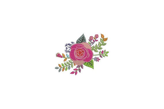 Colourful Rose Machine Embroidery File design - 4 x 4 inch hoop - Rosette - Rose Silhouette