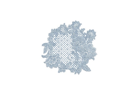Lace Motif Frame Machine Embroidery File design 4x4 inch hoop - Monogram Frame