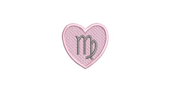 Virgo Heart Patch Zodiac Embroidery Design -  Machine Embroidery File designs - 4x4 inch hoop - instant download - Star Signs Embroidery