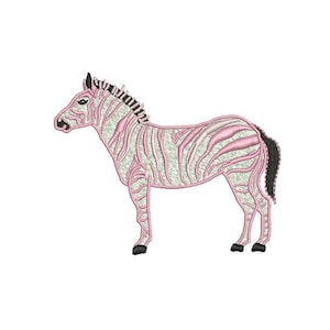 Pink Zebra Chinoiserie Modern Machine Embroidery File design 4x4 inch hoop - Instant download