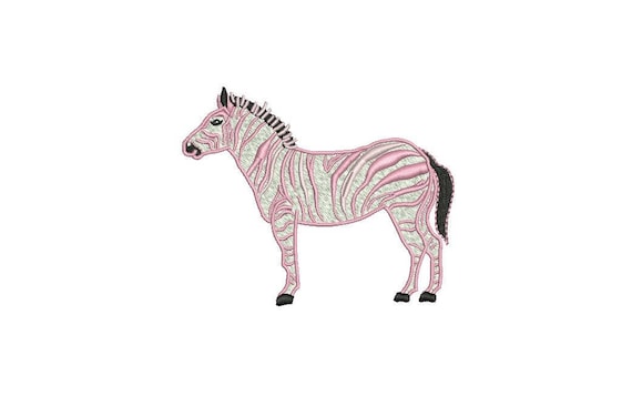 Pink Zebra Chinoiserie Modern Machine Embroidery File design 4x4 inch hoop - Instant download