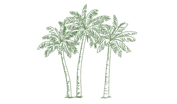 Coconut Palms -  Machine Embroidery File design - 6 x 10 inch hoop - Palm Tree