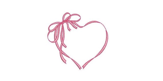 Heart Ribbon Frame - Machine Embroidery File design - 4x4 inch hoop - Monogram Frame - Heart Embroidery Design