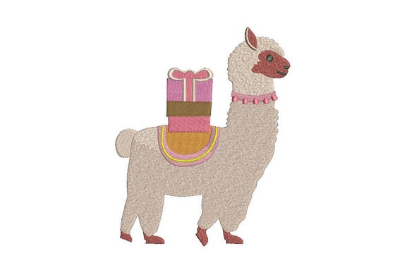 Llama Alpaca Birthday Present Gift Machine Embroidery File design 5x7 inch hoop