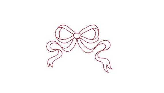 Bow Machine Embroidery File design - 4 x 4 inch hoop - Monogram Design - Jeans stitch Ribbon embroidery Design