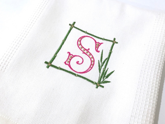 Bamboo Square Frame Machine Embroidery File design - 4 x 4 inch hoop -  Monogram