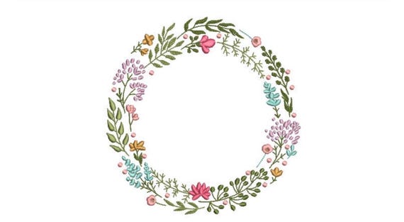 Boho Wildflower Wreath Machine Embroidery File design -  6x10 inch hoop - Machine Embroidery Design