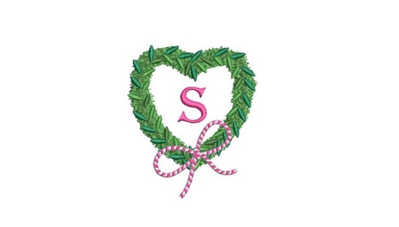 Chinoiserie Boxwood Heart Bow Wreath Embroidery - Hamptons Design - Machine Embroidery File design - 4 x 4 inch hoop - Instant Download