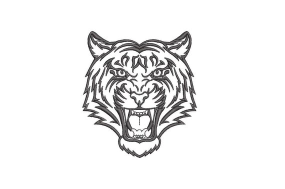 Tiger Embroidery Design - Tiger Head Machine Embroidery File design 4x4 inch hoop - Tiger Face - instant download