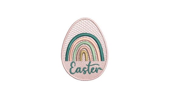 Boho Rainbow Easter Egg - Machine Embroidery File design - 4x4 inch hoop - Satin Stitch Rainbow Embroidery Design