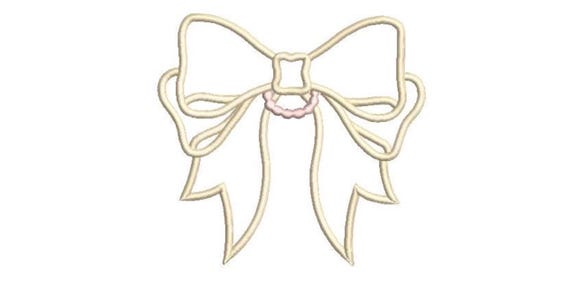 Applique Bow B Machine Embroidery File design 5x7 hoop - Ribbon Bow Applique Download