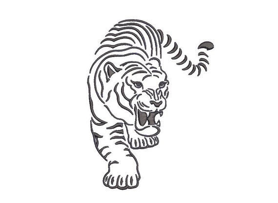 Tiger Embroidery Design - Tiger Sketch Machine Embroidery File design - 5x7 inch hoop - one colour - instant download