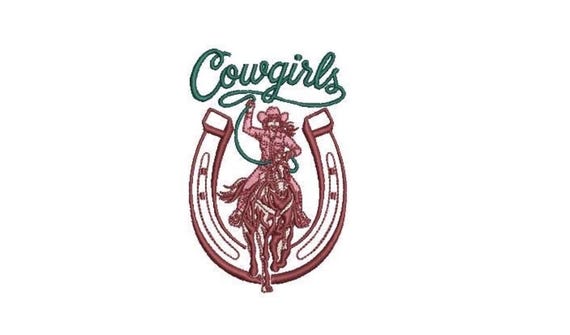Cowgirl Embroidery File  - Western Machine Embroidery File design - 4x4 inch hoop  - Horseshoe Embroidery